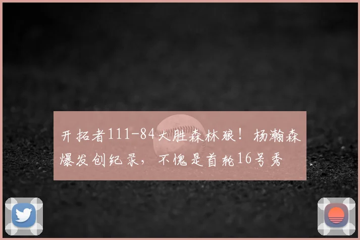开拓者111-84大胜森林狼！杨瀚森爆发创纪录，不愧是首轮16号秀